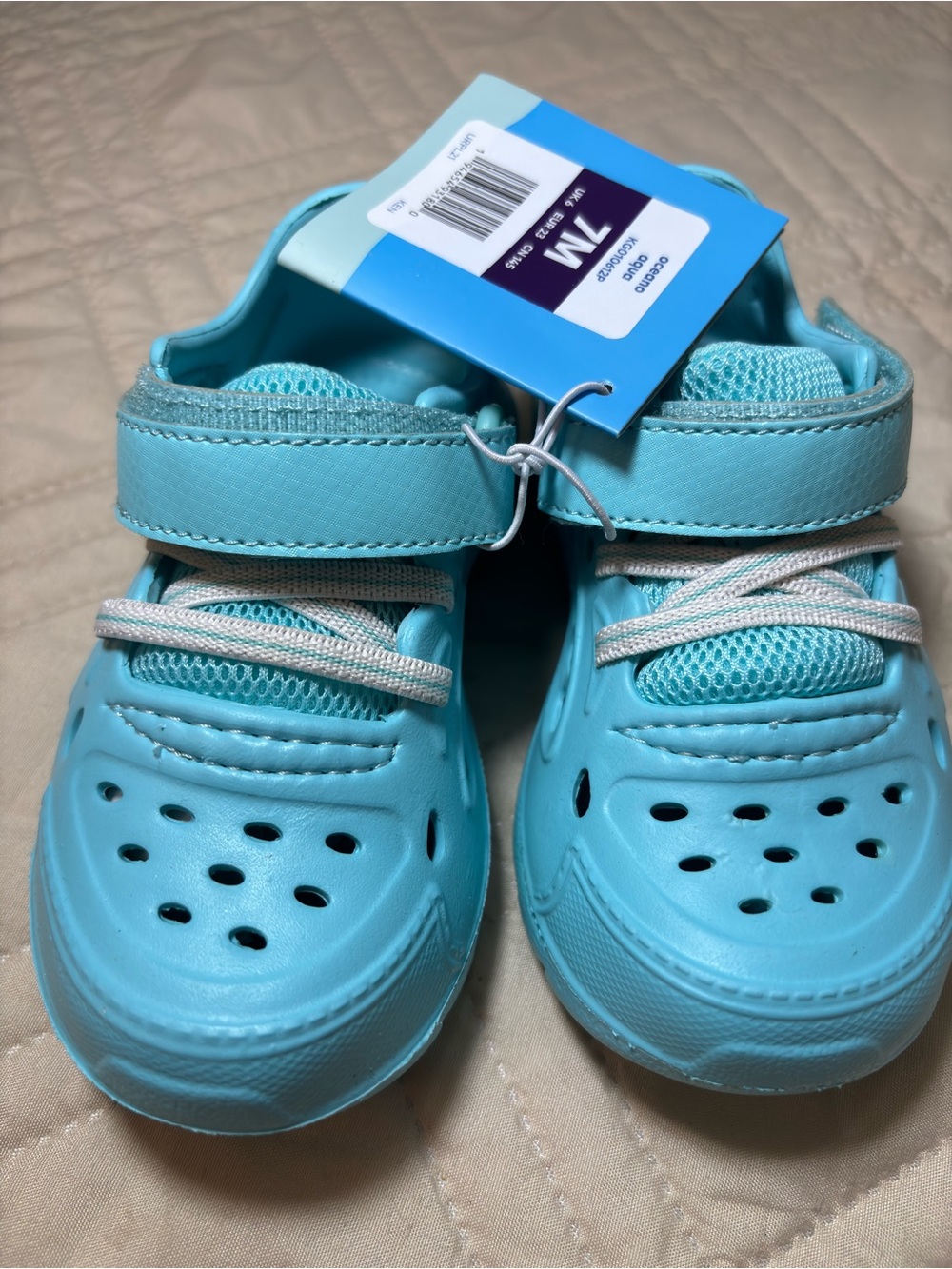 Stride Rite 7M Aqua Blue Breathable Sandal with Secure Velcro Strap